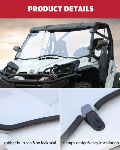 Vista 5 de A & UTV PRO Parabrisas delantero completo para Can Am Commander 800/1000 de 2011-2020 / Accesorios de ventana MAX, Parabrisas resistente
