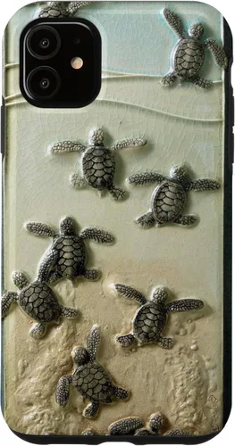 Vista 8 de Funda para iPhone 17, diseño de tortugas marinas color verde bebé