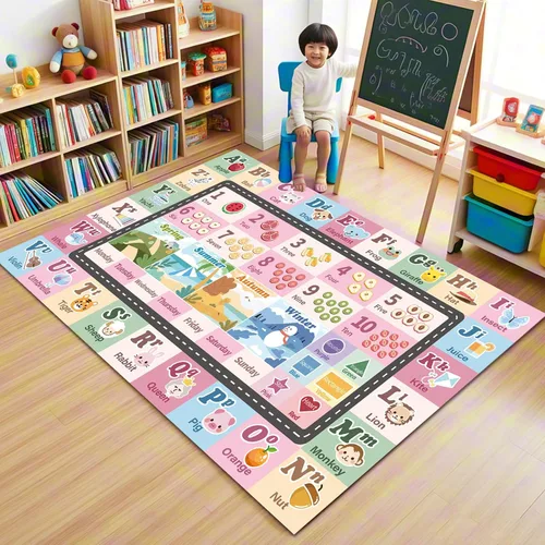 Vista 24 de Alfombra ABC infantil para sala de juegos, alfombra del alfabeto para el aula, alfombra lavable para habitación de bebé, sala de juegos, dormitorio