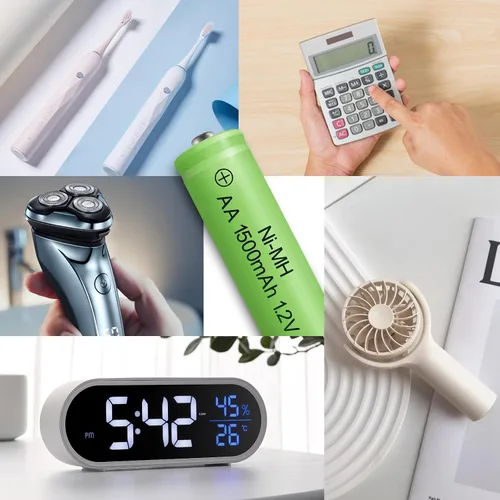 Vista 7 de Baterías AA recargables NIMH 1.2 V Doble A 1500 mAh de alta capacidad precargadas recargable AA batería solar baja autodescarga para dispositivos 1