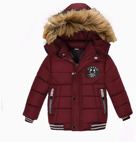 Vista 2 de Abrigo de invierno para niños a la moda con capucha, abrigo de invierno para niños, talla 5