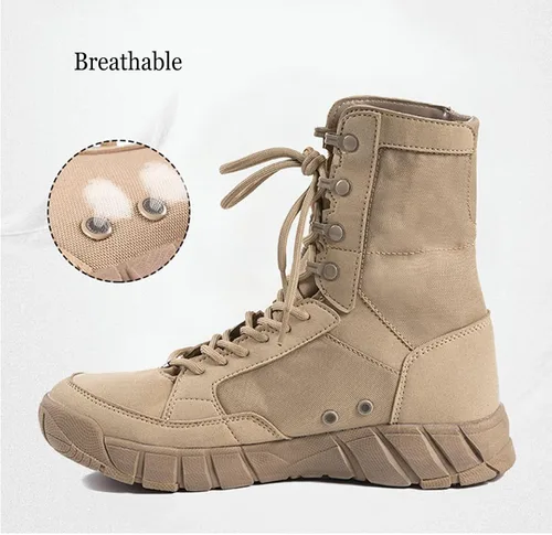 Vista 5 de Botas tácticas para hombre de 8 pulgadas, ligeras, botas de combate antifatiga, botas de trabajo tecnológicas para el desierto, botas de senderismo
