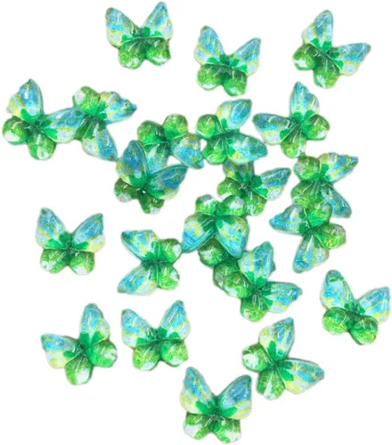 Vista 23 de Diamantes de imitación de mariposa con parte trasera plana, 80 unidades de 0.394 pulgadas, dijes de mariposa de resina para uñas, adornos, álbumes