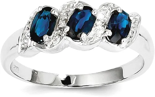Vista 9 de 925 Sterling Silver Sapphire Diamond Ring Stone Gemstone Fine Jewelry For Women Gifts For Her