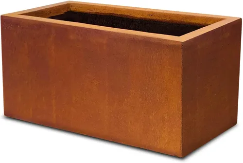 Vista 44 de Kante Macetero rectangular de hormigón de 23.2 pulgadas de largo, macetas grandes para interiores y exteriores con orificio de drenaje y tapón