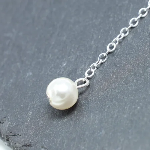 Vista 4 de TseanYi - Collar con colgante de perlas y cadena de plata infinita Lariat Gargantilla ajustable y cadena de clavícula en Y joyería para mujeres