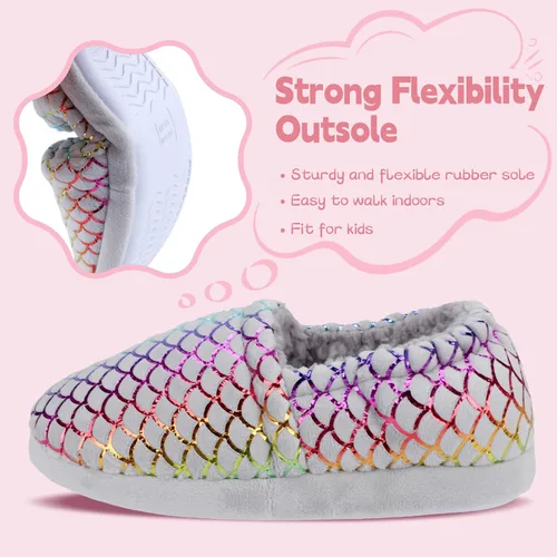 Vista 3 de Pantuflas de princesa sirena para niñas, antideslizantes, cómodas, de espuma viscoelástica, para el dormitorio, interiores y exteriores