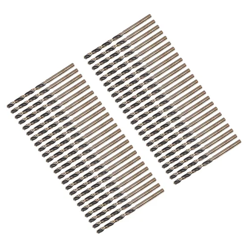 Vista 23 de uxcell Brocas Jobber de 0.118 in (0,118 pulgadas) de nitruro negro y oro recubierto de titanio M2 de alta velocidad (HSS) Brocas helicoidales