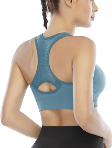 Vista 4 de Heathyoga Sujetadores deportivos de alto impacto para mujer, sujetadores deportivos con relleno, sujetador de entrenamiento para mujer, con espalda