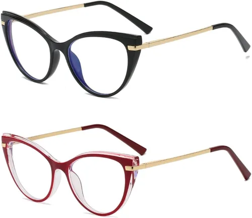 Vista 14 de LJCZKA Gafas de bloqueo de luz azul para mujer, antirojo, satrás, para computadora, ojo de gato, montura transparente