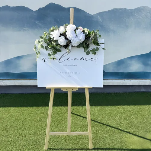 Vista 2 de Flores de arco de boda, guirnalda floral decorativa de rosas para dintel, 30 pulgadas de vegetación artificial, hojas de eucalipto para puerta