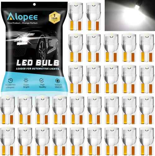 Vista 11 de Alopee Paquete de 30 bombillas LED 194 ámbar acrílico T10 bombilla LED ámbar DC 12V luces interiores de coche para 194 168 T10 2825 W5W marcador