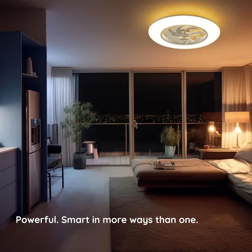 Vista 2 de Ventiladores de techo con luces Orison - Ventilador de techo de perfil bajo con luz Ventiladores de techo LED regulables de 22.4" con control