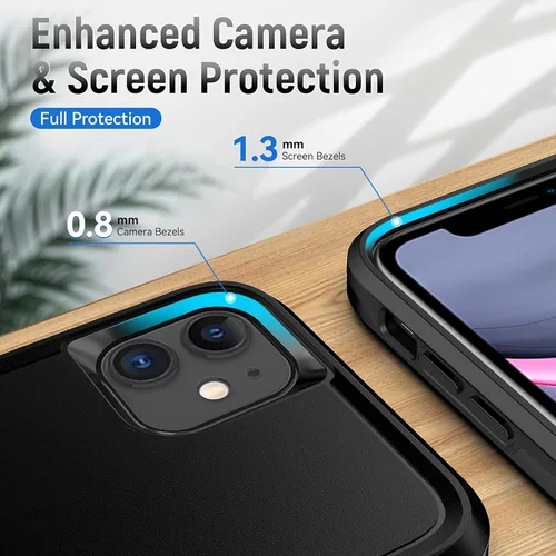 Vista 4 de Funda protectora para iPhone 11 de 6.1 pulgadas, con protector de pantalla, probada contra caídas de grado militar, resistente y resistente a prueba