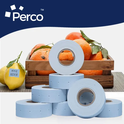 Vista 6 de Perco Etiquetas azules de 2 líneas, 6,000 etiquetas de precio en blanco y fecha para pistolas Perco de 2 líneas de precio y fecha, 8 rollos, 1