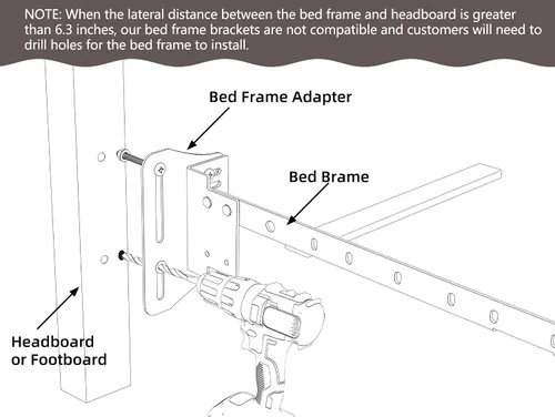 Vista 6 de 2 soportes de cama para cabecera, color negro Heavy Duty, Bed Modification Plate Brackets for Headboard, Adjustable Bed Headboard Brackets, For