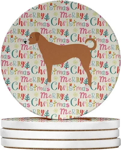 Vista 37 de AIDI Atlas Mountain Dog Merry Christmas - Posavasos grandes de piedra arenisca, paquete de 4
