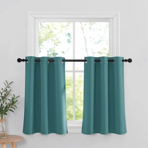 Vista 14 de RYB HOME - Cortinas para armario de 36 pulgadas, cortinas para oscurecer la habitación con ojales resistentes a la oxidación, cortinas de Aqua