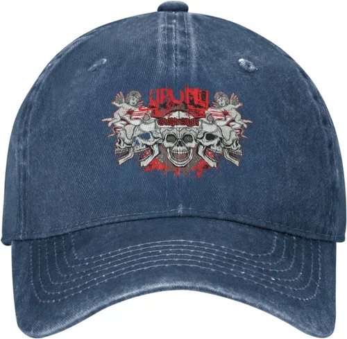 Vista 2 de Sombrero de vaquero de moda para hombre y mujer, ajustable para cuatro estaciones, gorra de béisbol del infierno con ángel, azul marino, Azul marino