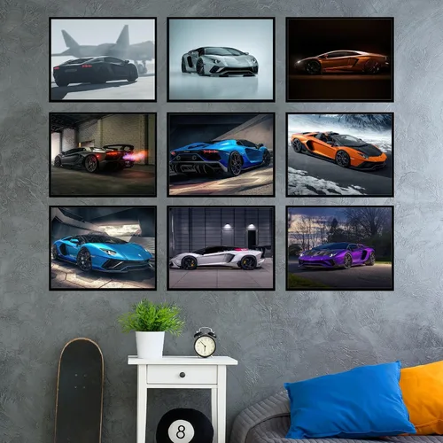 Vista 4 de BigWig Prints - Pósteres Lamborghini Aventador, arte de pared de superdeportivo genial para niños y entusiastas de los automóviles, decoración