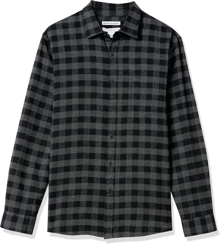 Vista 21 de Amazon Essentials Camisas de franela de manga larga para hombre, corte ajustado, a cuadros con botones
