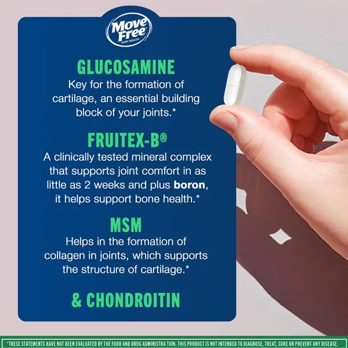 Vista 7 de Move Free Suplemento avanzado de apoyo articular MSM de glucosamina condroitina, apoya la movilidad, comodidad, fuerza, flexibilidad y hueso, 120
