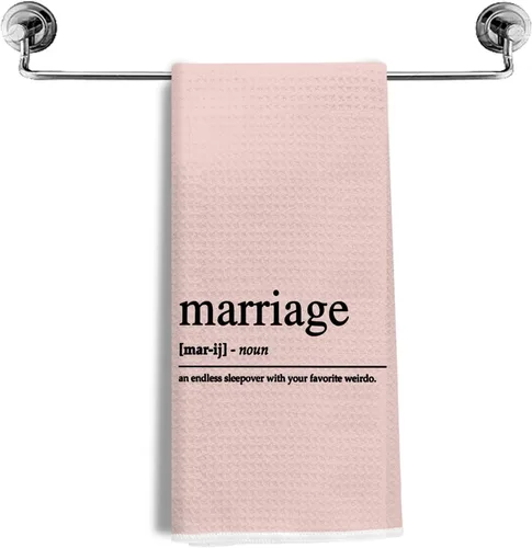 Vista 12 de Regalos de boda para parejas, recién casados, regalos de matrimonio, toallas de cocina para matrimonio, toallas de tejido de gofre de definición
