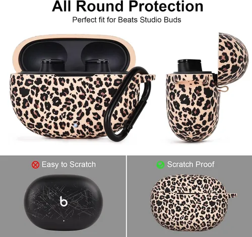 Vista 4 de Funda AIRSPO para Beats Studio Buds/Funda para Beats Studio Buds Plus 2021/2023 de silicona con estampado floral protector para auriculares Beats