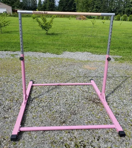 Vista 5 de ProGymnastics - Barra horizontal de gimnasia de 3 a 5 pies, barras ajustables resistentes para adolescentes, color rosa