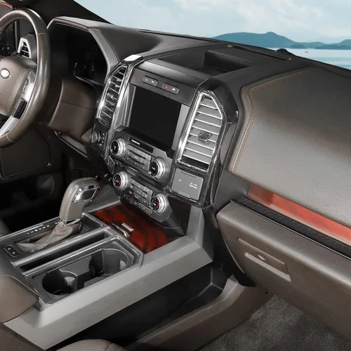 Vista 7 de Cubierta de panel de tablero de consola central compatible con Ford F150 2015-2020 compatible con Ford F150 2015-2020 accesorios de decoración Madera