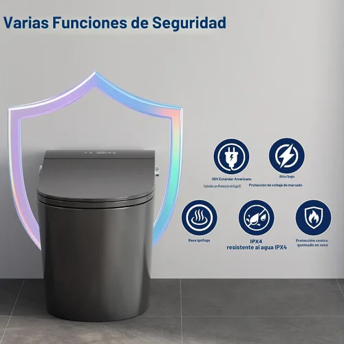 Vista 3 de Inodoro inteligente WinZo, inodoro sin tanque Dynamic Clean con secador, inodoro de una pieza de altura de comodidad ADA con bidé de agua caliente