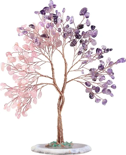Vista 12 de Nupuyai Árbol de dinero hecho a mano de buena suerte con base de ágata en rodajas de ágata, piedra de cristal de energía curativa, árbol bonsái