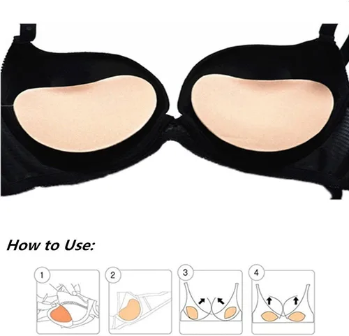 Vista 5 de Insertos adhesivos de doble cara para brasier, 1 par con brasier de realce no adhesivo, 1 par, inserto de almohadilla autoadhesiva para sujetadores