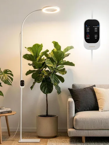 Vista 9 de GLOWRIUM Luz LED de Cultivo de 24W para Plantas de Interior, Altura Ajustable de 23.5-71", Espectro Completo de 3 Modos de Crecimiento para Luz