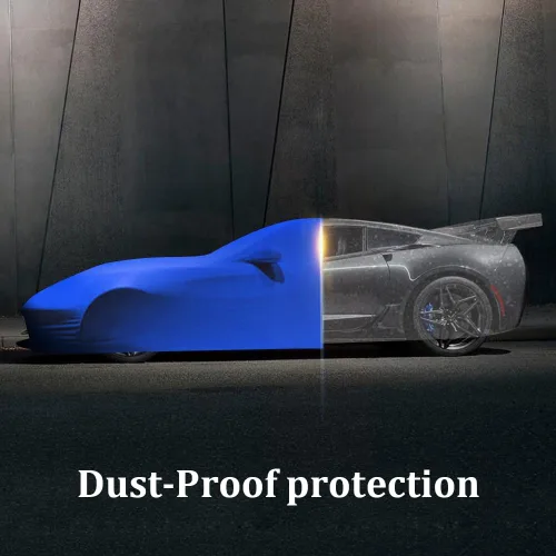 Vista 5 de WinPower Cubierta para Auto Deportivo de Interior 177-189 Pulgadas Elástica a Prueba de Polvo Protección Cubierta Completa para Auto para Garaje Azul