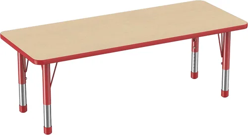 Vista 112 de FDP - Mesa rectangular para actividades escolares y aulas (24 x 36 pulgadas), patas gruesas para niños pequeños, altura ajustable de 15 a 24