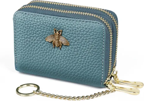 Vista 21 de imeetu Soporte para tarjetas de crédito RFID, cartera pequeña de cuero con cremallera para mujer