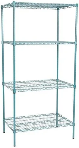 Vista 117 de Kit de 4 estantes de epoxi verde NSF de 21 x 72 pulgadas con postes de 86 pulgadas, estantería de almacenamiento resistente, kit de estantería