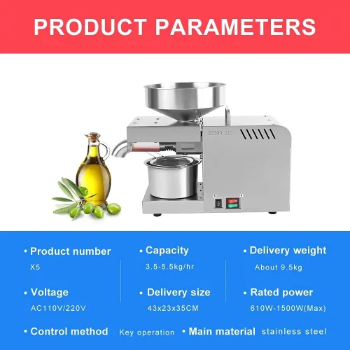 Vista 2 de CGOLDENWALL Máquina de prensa de aceite, extractor de aceite automático con doble control de temperatura, expulsor de aceite frío/caliente para uso
