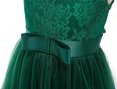 Vista 6 de Glamulice Flower Girls Lace Bridesmaid Dress Princess Elegant Tulle Long A Line Dresses Pageant Wedding Party Ball Gown