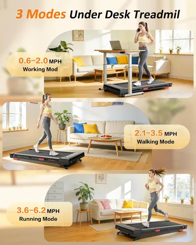 Vista 5 de Walking Pad Treadmill with Handle Bar,Walking Pad with Incline 8%,2.5HP Quiet Under Desk 320 lbs 2 in 1Treadmills for Home Office,Compact Foldable