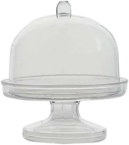 Vista 4 de Efavormart - Paquete de 12 soportes transparentes para cupcakes de 3 pulgadas, soporte de placa de exhibición de dulces con cúpula para bodas
