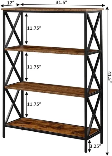 Vista 3 de Convenience Concepts Tucson - Estantería de 4 niveles, madera de granero/negro Barnwood/Negro