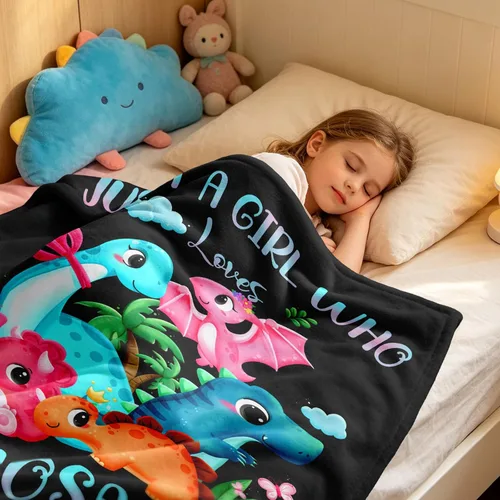 Vista 4 de Amonee-YL - Manta de dinosaurio para niñas, 40 x 50 pulgadas, regalos de dinosaurios