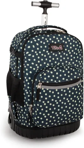 Vista 13 de Tilami Mochila con ruedas para niños de 18 pulgadas, mochila para computadora portátil, bicicleta