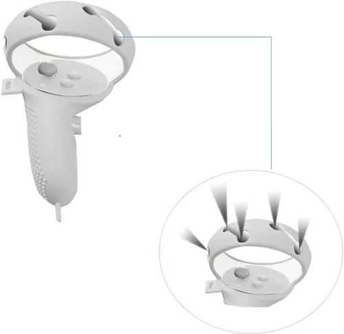 Vista 5 de NIUVR Funda de agarre para controlador táctil compatible con accesorios Quest 2 VR, funda protectora antitiro con correa ajustable de nailon