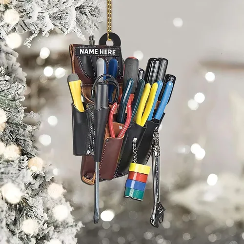Vista 9 de Bolsa de herramientas personalizada para electricista, adorno acrílico con forma de corte personalizado, para electricistas, decoración de árbol