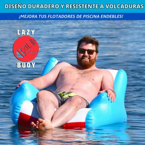 Vista 2 de GoFloats, Lazy Buoy, Tumbona flotante, primera calidad con válvula de inflado rápido