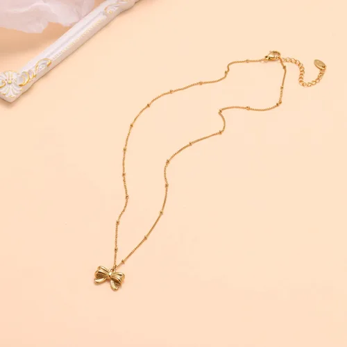 Vista 2 de Flvkev Collar de lazo, joyería de oro para mujer, collar de cinta delicado