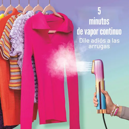 Vista 6 de CHI VIBES - Vaporizador de mano para ropa, tela y cortinas, 5 minutos de vapor continuo, removedor de arrugas portátil para el hogar y viajes